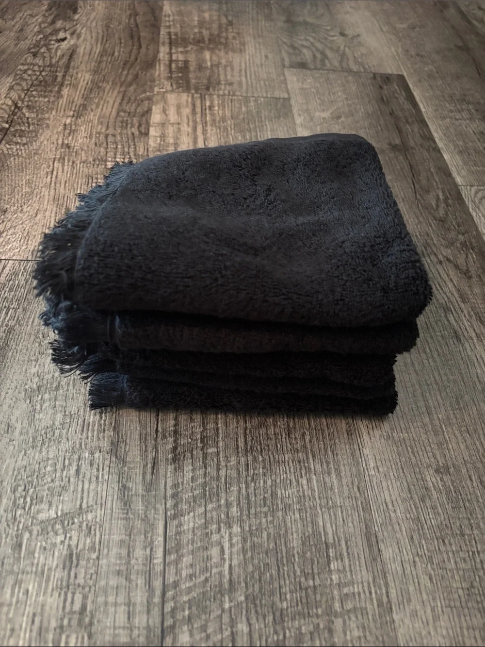 CB2 Fringe Wash Cloths - Set of 5 - Black - New without Tags
